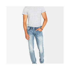 Jeans de Mezclilla Rectos para Hombre, Color Azul Claro, Moda Casual, Personalizados, de Algodón, Alta Calidad - Product Image 1