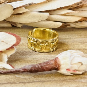 Anillos Ajustables de Latón con Diseño de Elefante Bohemio, Chapados en Oro de 18k, Estilo Tribal, Venta al Por Mayor/OEM/ODM - Product Image 4