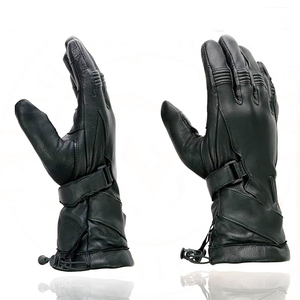 Samroz Sports Men's black Perforated Leather Full Finger Motorcycle Hand <b>Gloves</b> W/Breathable ‘Open Knuckle - Product Image 1