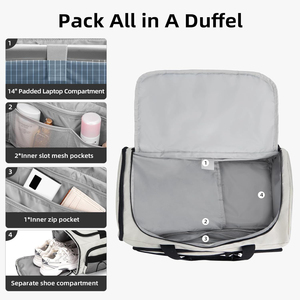<b>Lightweight</b> Nylon Travel Backpack 35L Carry On <b>Suitcase</b> Fit Overhead Bin Flight Approved Size Gray with Laptop Compartment - Product Image 2