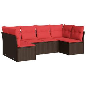 Juego de sofás de ratán sintético marrón para patio, 6 piezas, con cojines, sofás de jardín - Product Image 2