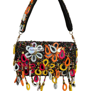 Custom Color Beaded Handbag with Strap Premium Handmade Party Clutch Purse for Ladies - Product Image 1