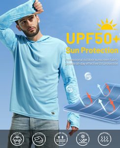 เสื้อฮู้ดดี้ตกปลาสำหรับผู้ชาย ป้องกันแสงแดด UPF 50 แห้งเร็ว ระบายอากาศได้ดี เป็นมิตรต่อสิ่งแวดล้อม แขนยาว 100% ผ้าแห้งเร็ว - Product Image 6
