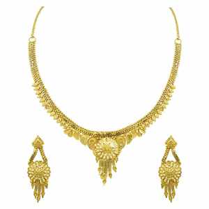Ensemble de colliers courts en laiton plaqué or micron 14K 18K 24K, bijoux fantaisie de mode en gros, motif floral traditionnel - Product Image 4