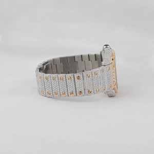 Montre en acier inoxydable entièrement sertie de diamants Moissanite VVS, mouvement à quartz, pour hommes, au meilleur prix - Product Image 2