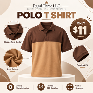 Polo à manches courtes pour homme Regal Three LLC, décontracté, 100% coton polyester, léger, col boutonné, coupe ample - Product Image 1