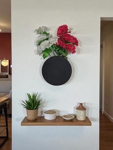 Vase mural moderne circulaire noir en PP, pot à fleurs artificielles, design minimaliste - Product Image 5