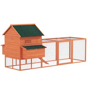 Pollaio in Legno Tipo H Arancione 137 per 8-10 Galline, Capacità Personalizzabile, Nuova Gabbia per Animali in Rete d'Acciaio per Giardino - Product Image 1