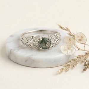 Luxury Round Green Agate Bridal <b>Ring</b> Handcrafted <b>Fine</b> Jewelry Unique Proposal Gift With Lab Diamond Accents - Product Image 1