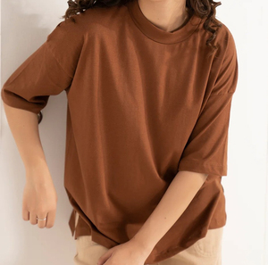 T-shirts en coton à manches courtes surdimensionnés à coupe carrée personnalisés pour femmes, style décontracté, t-shirt à coupe carrée - Product Image 5