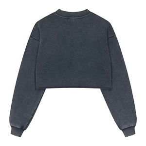 T-shirt femme personnalisé en coton 380 g/m² 100 % coton, coupe oversize, effet délavé vintage, en tissu éponge, avec imprimé, style crop top, manches longues - Product Image 3