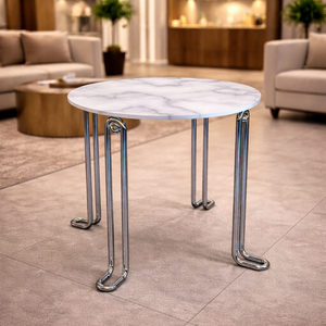 Elegante y Duradera Mesa de Centro Redonda con Superficie Metálica, Patas de Tubo Metálico Escultóricas y Estructura Metálica para Decoración Moderna del Hogar - Product Image 6