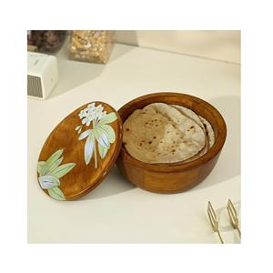 Boîte à chapati en bois avec couvercle, motif floral, pour le rangement de la cuisine, la salle à manger et les cadeaux - Product Image 1