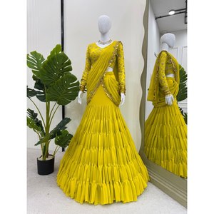 Sari de Lehenga listo para usar de diseñador para el vestido elegante y elegante del partido - Product Image 2