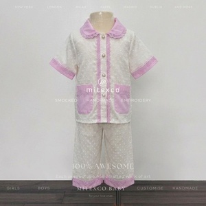 Ensemble de pyjamas pour filles faits à la main MITEXCO PJM, avec dentelle à pois suisses, vêtements de nuit pour enfants de luxe, vêtements de nuit pour fillettes - Product Image 2