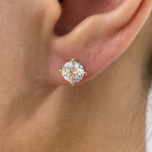 Boucles d'oreilles clous classiques en diamant de laboratoire taille brillant rond, certifiées IGI, 2 carats, 4 griffes, en or 10K 14K 18K, pour femme - Product Image 3