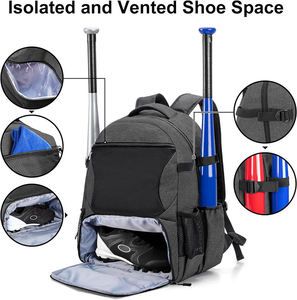 Bagnex Waterproof 600D <b>Baseball</b> Softball <b>Bat</b> Carrying Bag Separate Shoe Space Lightweight Durable Backpack 50-70L Customizable - Product Image 3