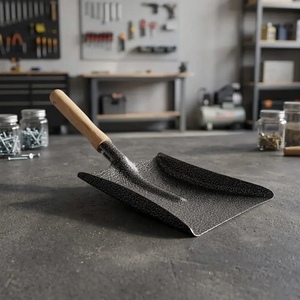 Balayette à poussière avec manche en bois, en acier à haute teneur en carbone, robuste, pour la maison, la cuisine, le bureau, le garage, le restaurant, les sols - Product Image 2