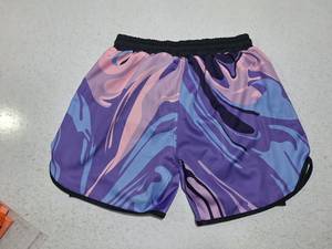 RLL INTERNATIONAL Herren Sublimations-MMA-Shorts Lila-Blau Bedruckt Feuchtigkeitsableitend Athletische Passform Sportbekleidung - Product Image 3