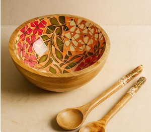 Bols et cuillères en bois imprimés en émail écologique de haute qualité personnalisés style américain meilleur cadeau de service en rose - Product Image 2