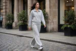 <b>Women's</b> Maroon <b>White</b> Color Block Printed 2-in-1 Polyester <b>Tracksuit</b> Set Full Sleeve Turtleneck Zipper Sporty Loose Fit Joggers - Product Image 5