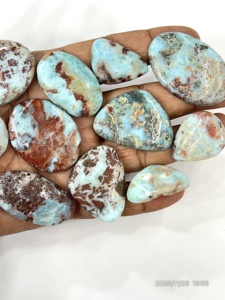 Larimar bleu naturel de deuxième qualité, cabochons de pierres précieuses en vrac, formes variées, 20 à 30 mm, vente en gros, export - Product Image 4