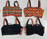 Chemisier rembourré style spaghetti Navratri avec broderie miroir véritable, dos nu, sans manches, haut ethnique pour soirée