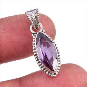 Pendentif Alexandrite facetté fait main en argent sterling 925, collier en pierre précieuse naturelle, bijoux pour femme, cadeau - Product Image 1