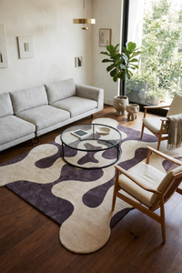 Alfombra Moderna de Lana con Diseño Abstracto y Forma Irregular Contemporánea, Hecha a Mano - Product Image 2