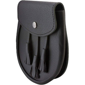 Day Kilt Sporran Scottish Black Leather with Leather Tassels Celtic Knot button Comes with Sporran <b>Waist</b> <b>Chain</b> - Product Image 3