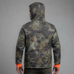 Veste de chasse réversible pour l'extérieur, design camouflage et orange vif avec capuche, fermeture éclair intégrale, poches pratiques, construction durable - Product Image 4