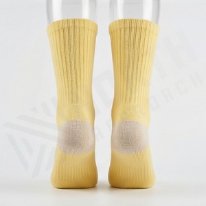 Yellow Crew <b>Socks</b> Solid Color Knitted Cotton Breathable Casual Daily Wear for Adults Spring Season - Product Image 2