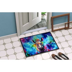 Nuevo felpudo Hippie Animal rinoceronte antideslizante lavable pila baja 18H X 27W alfombra de entrada para interiores y exteriores alfombrilla para puerta delantera - Product Image 4