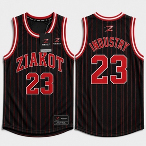 Maillot de basket authentique personnalisé noir et rouge à rayures fines, le plus vendu en gros pour l'industrie - Product Image 1