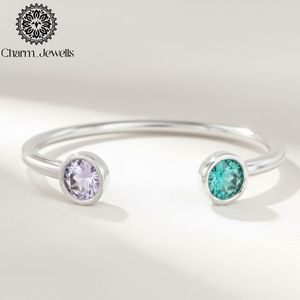 ชาร์ม_จิวเวลส์กำไลข้อมือชุบทองประดับพลอยสีม่วงและสีน้ำเงินแบบมินิมอลสำหรับผู้หญิง - Product Image 5