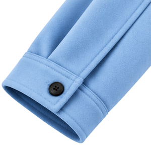 Chaqueta casual con capucha para hombre, color azul claro, con botones frontales, manga larga, con bolsillos en el pecho, para ropa de calle y uso diario. - Product Image 6