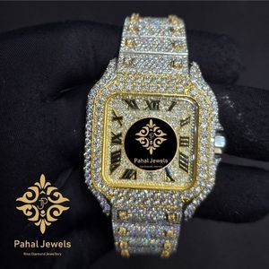 Montre mécanique moderne en acier inoxydable de haute qualité avec incrustation de diamants, cadran carré, bracelet doré, bijoux de luxe, cadeau - Product Image 1