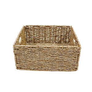 Trending <b>Rectangular</b> Natural Seagrass Storage <b>Basket</b> With Handles Rustic Style Multi-Purpose Organizer - Product Image 2