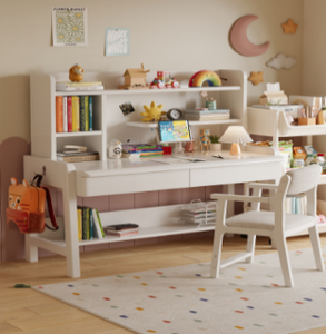 Wood <b>Study</b> <b>Desk</b> with Bookshelf Storage for Kids Bedroom Home Office Furniture Set - Product Image 4