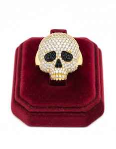 Bague de luxe tête de mort pour homme, style hip-hop glacé, en argent 925, finition or 10K 14K, bijou de mode imposant, cadeau - Product Image 2