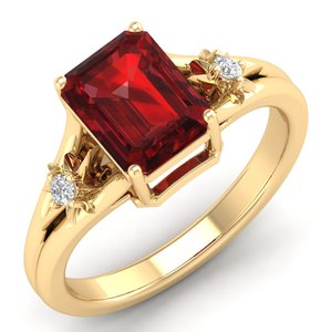 Anillo de compromiso REYES de diseño clásico con granate de corte radiante de 2.5 quilates en plata de ley 925 y moissanita certificada GRA - Product Image 2