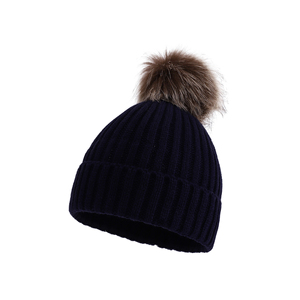 Bonnet en tricot rouge pour femme avec pompon en fourrure, en mélange de laine, bonnet d'hiver, vêtements d'extérieur, bonnets ODM OEM - Product Image 2