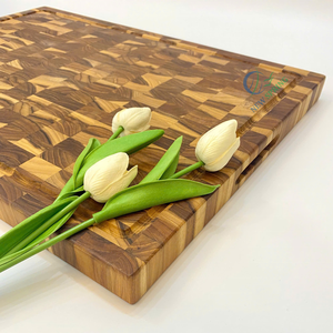 Tabla de cortar de grano de madera de teca de Vietnam-Bloques de cocina de madera duraderos para venta al por mayor - Product Image 3