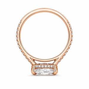 Bague de fiançailles en moissanite halo caché plaqué or rose pour femme, coupe radiant, cadeau fête des Mères - Product Image 4