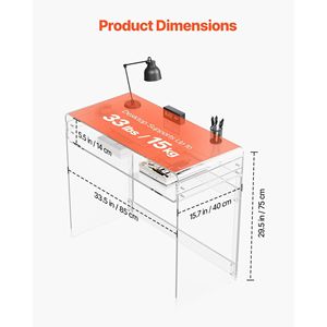 Tavolino Moderno Rettangolare in Acrilico a 2 Livelli, Trasparente, con Ripiano Contenitore, Spesso, per Scrivania, Comodino o Tavolino da Caffè - Product Image 3