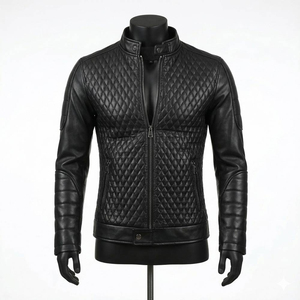 Nouvelle conception de veste en cuir pour homme, couleur personnalisée, streetwear, veste en cuir pour homme avec fermeture éclair intégrale et manteaux - Product Image 1