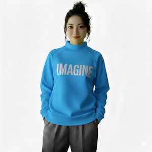 Sweat-shirt tendance 2026 pour femme, coupe ample, col montant, épaules tombantes, logo personnalisé - Product Image 1