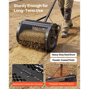 Spargiconcime da 16,5 Pollici con Manico a T, 3 Altezze Regolabili, Spargitore per Torba e Fertilizzanti da Giardino, in Acciaio Verniciato a Polvere - Product Image 4