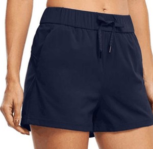 Shorts taille haute vintage 100 % coton pour femme, confortables et décontractés, avec poches, pour la randonnée, le yoga, la détente, l'entraînement et la course à pied - Product Image 1