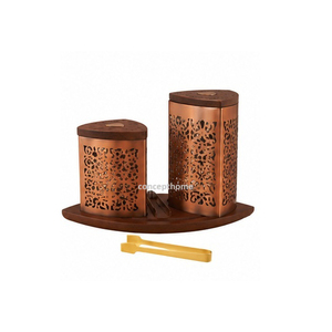Concept Home Eco-friendly Brass Incense <b>Burner</b> Set Acacia Wood Lid Tongs Long-lasting Aromatic All Season Use High Quality - Product Image 3